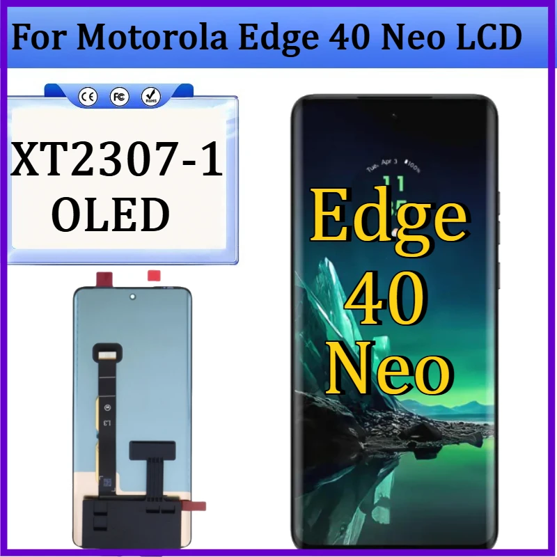 

Новый OLED-экран для Motorola Edge 40 Neo LCD XT2307-1, дисплей с сенсорным экраном и дигитайзером в сборе для Moto Edge40 Neo LCD