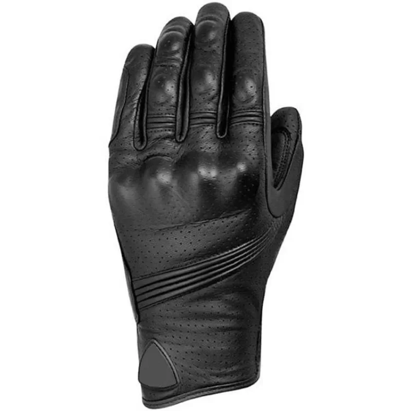 Classic Retro Cow Leather Motorcycle Gloves Black Full Finger Gloves Motorbike Locomotive Gloves Touch Screen Moto Glove