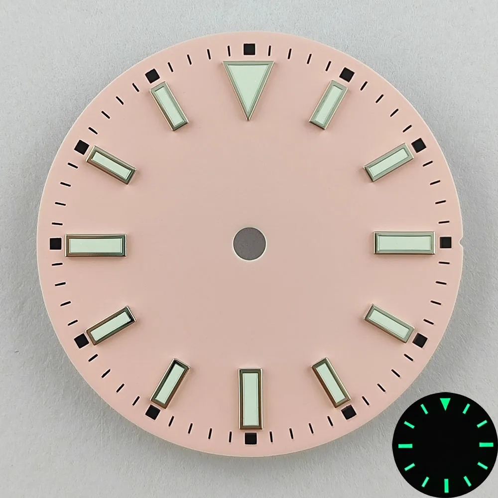 قرص ساعة NH35 Morandi قرص أرجواني وردي أخضر مناسب لملحقات قرص الشعار المخصص لحركة NH35/NH36/4R/7S/8215