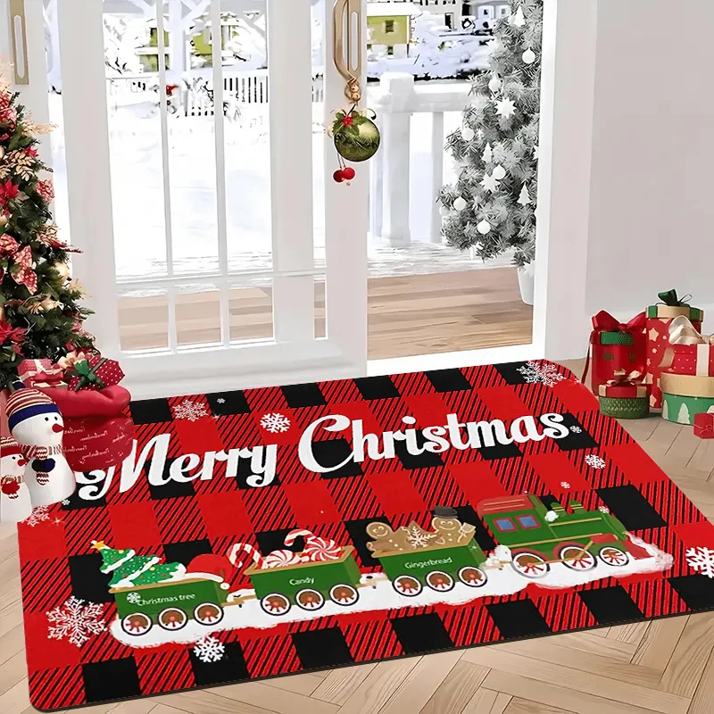 

Christmas doormat, made of flannel, washable, Christmas decorative entrance mat, suitable for rooms and bathrooms
