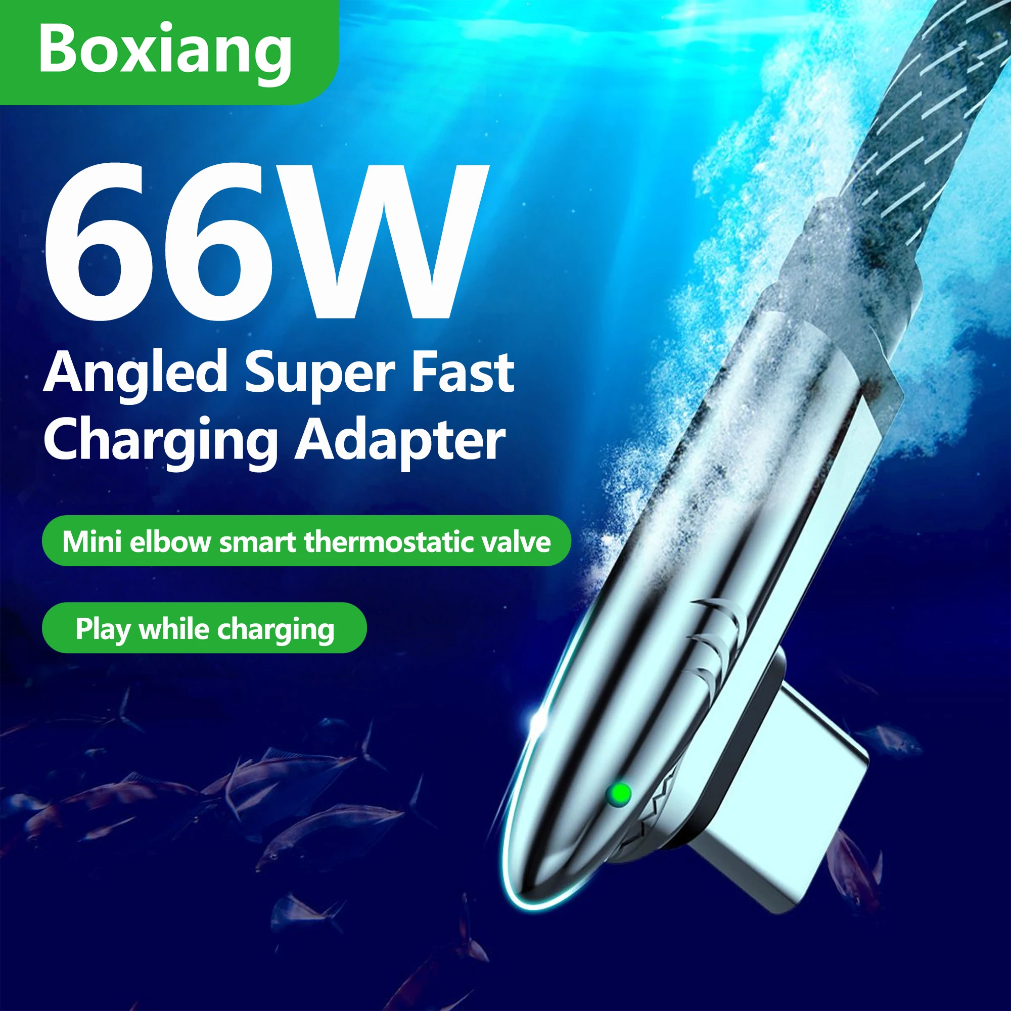 Boxiang66W Fast Charging90 Degree Elbow USB A to Type C Nylon Braided Mobile Game Data Cable for iPhone Huawei Xiaomi Honor OPPO