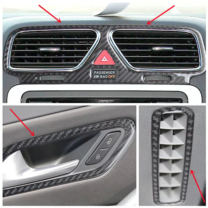 Carbon Fiber Car Interior Trim Strips For Volkswagen VW Scirocco Center Console Gear Shift Frame Panel Sticker Car Accessories