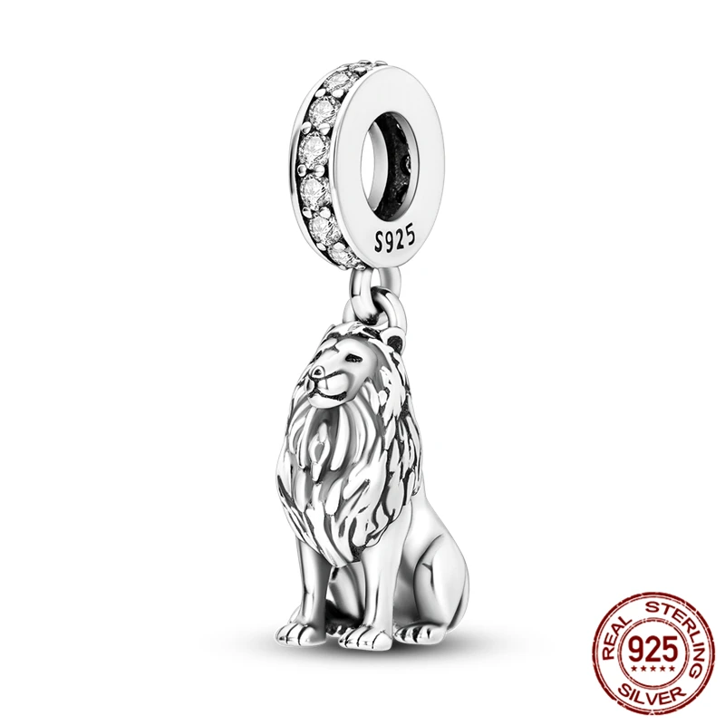 

925 Sterling Silver Lion Pendant Bead with Original Bracelet - DIY Women's Jewelry Gift