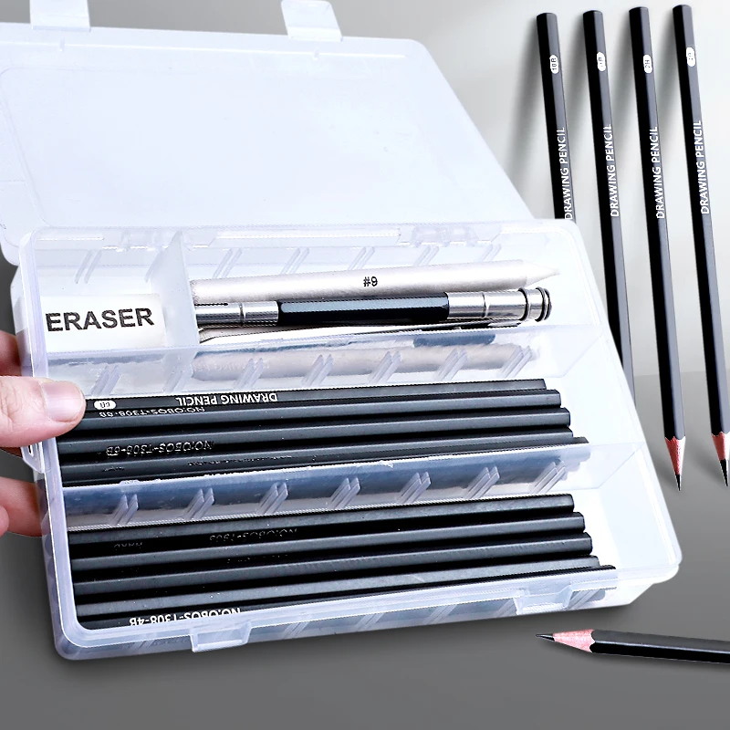 27/38/47pcs Drawing Pencils Sketch Box Set Sketching Kit Pro Art Sketch Supplies Charcoals Kneaded Eraser Extender Pencil Case