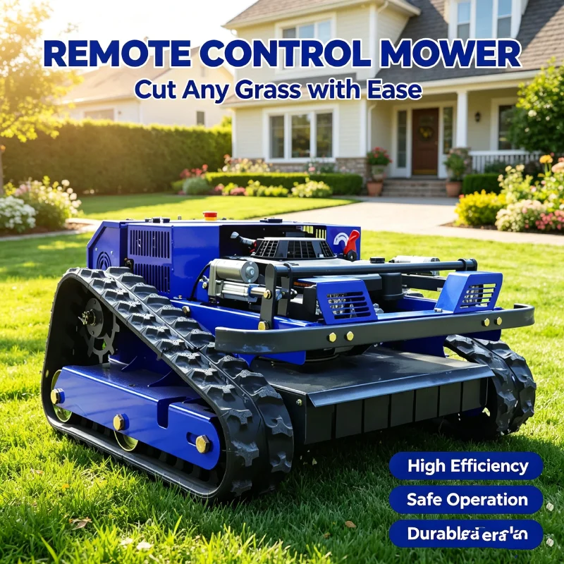 Customized CE EPA Heavy-Duty Electric Crawler RC Lawn Mower Adjustable Cutting Height Low Noise for Sloped Terrain