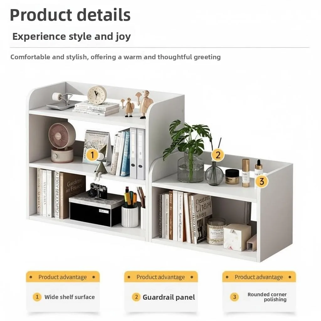 Desktop Multi-layer Storage Rack Simple Vertical Bedroom Bookshelf Student Organizer Small Size Bookcase Easy-to-Use Home Decor
