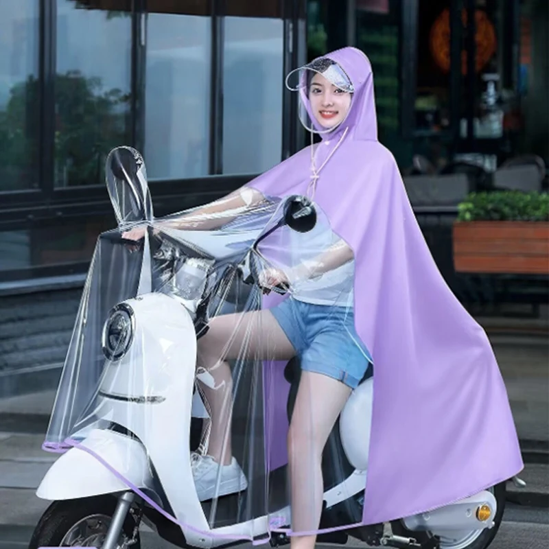 1PC Electric Car Raincoat Enlarged And Thickened Rainproof One-piece Raincoat Fashionable Battery Car Raincoat Riding Rain Gear