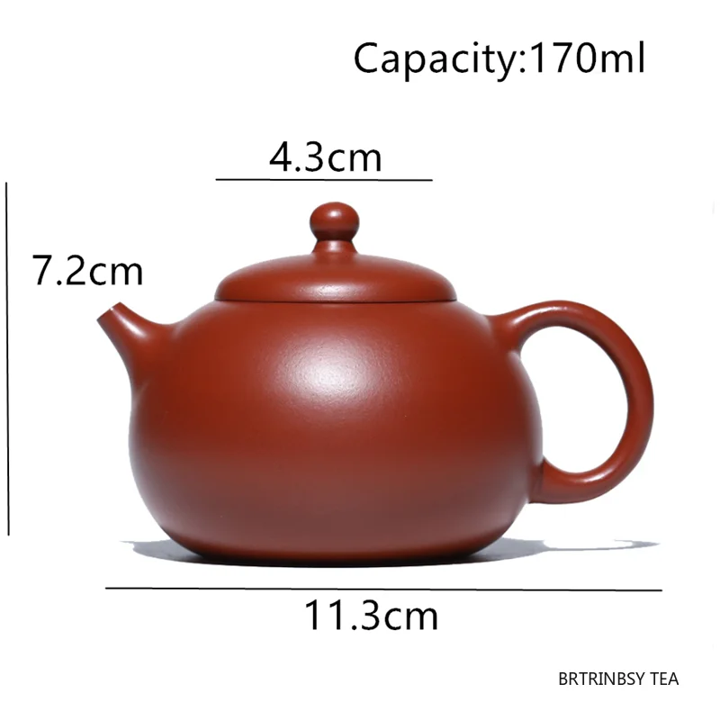 170ml Chinese Yixing Purple Clay Teapot Handmade Raw Ore Zhu Mud Tea Pot Tradition Beauty Kettle Zisha Tea Set Household Teaware
