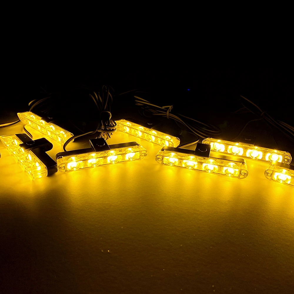 4 LED Police Flasher Lights Car Strobe Warning Light 12V Vehicle Emergency Stroboscope Lamp Red Blue Amber Flashing Signal Light