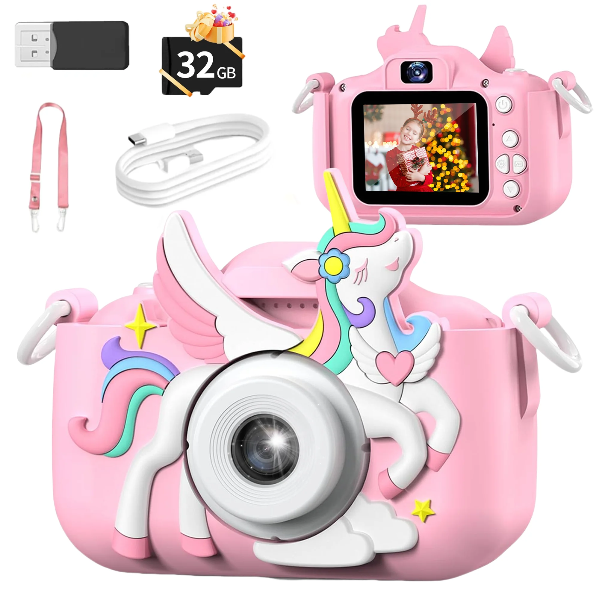 

Детская камера 1080P HD цифровая видеокамера для малышей 2,0-дюймовая детская камера с силиконовыми чехлами игрушки на Рождество, подарки на день рождения