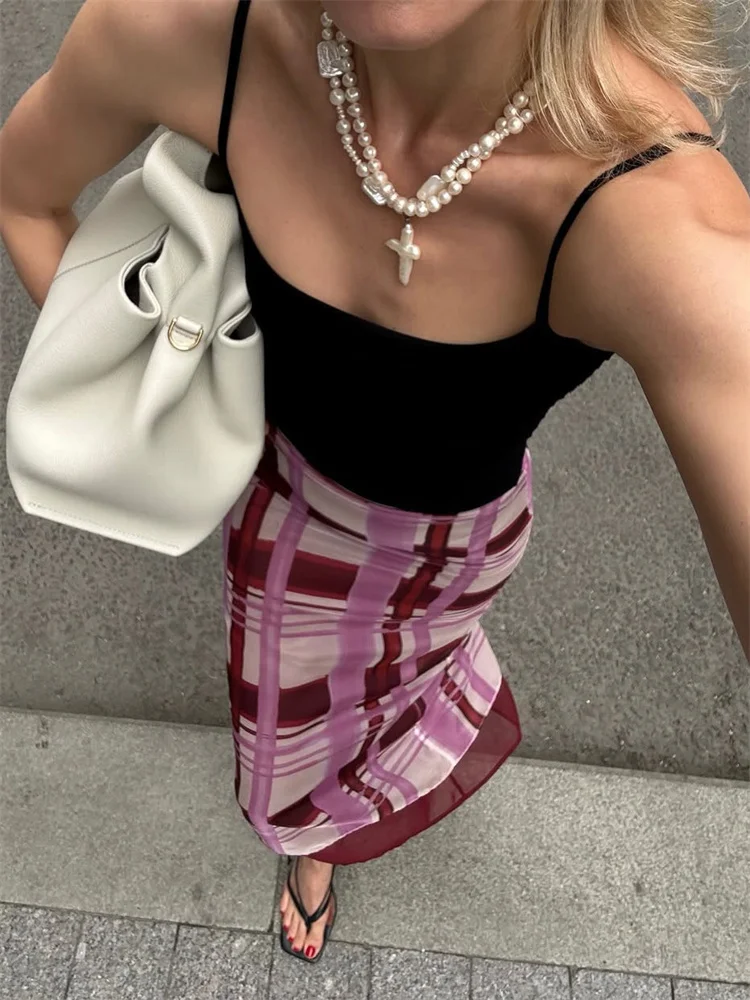 Tossy Contrast Printed Elegant Long Skirt For Women High Waist Slim Commute Patchwork Autumn 2025 New Clothes Female Maxi Skirt