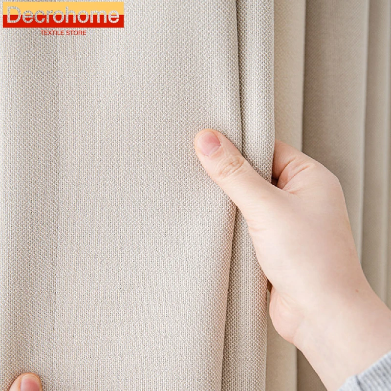 New Cotton Linen Jacquard Thickened Environment-friendly Fabric Blackout Curtains for Living Room Bedroom French Window Balcony