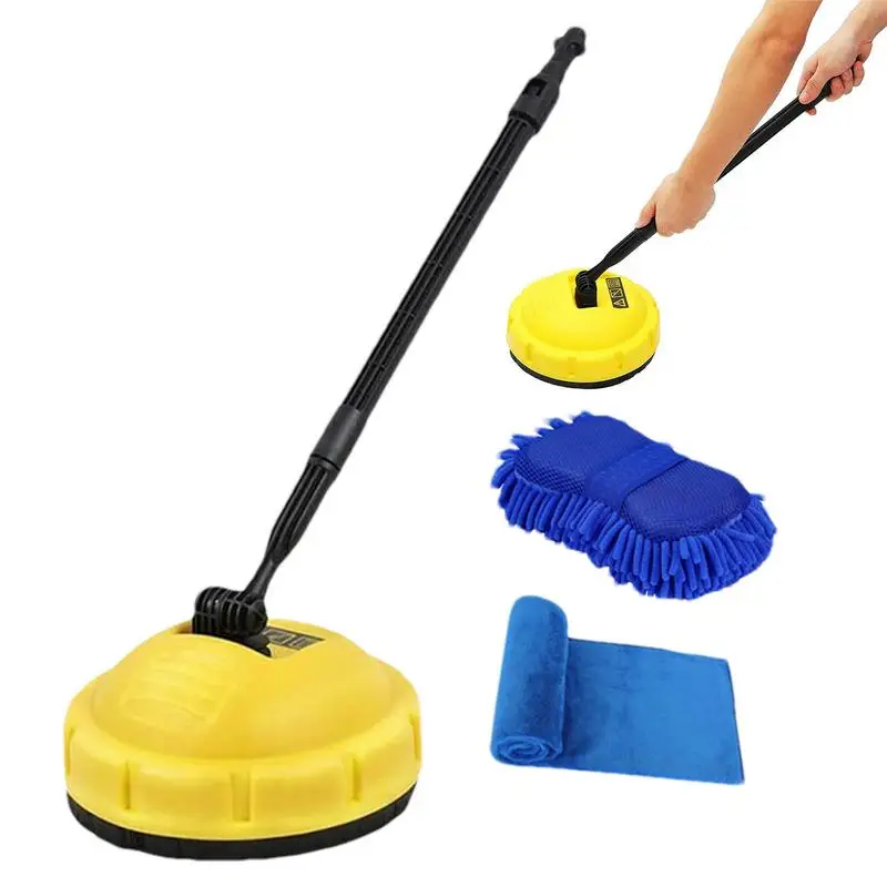 

Pressure Washer Surface Cleaner Long Handle Patio Cleaning Machine Labor-Saving Attachments With 2 Towels For Outdoor Sidewalk