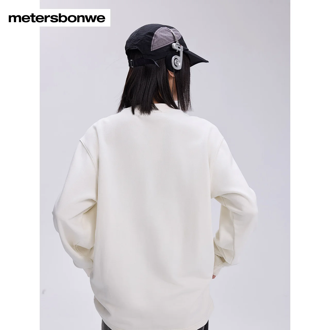 Metersbonwe-Women's Men O-Neck Long Sleeve Hoodie Simple Trend Print Loose Pullover Retro Campus Casual Couple Autumn Winter