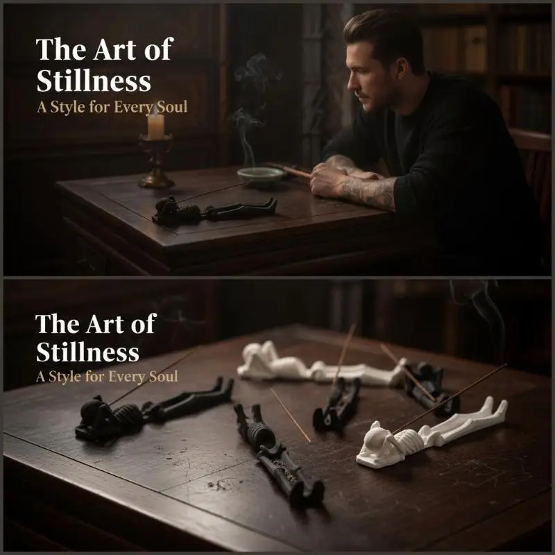 3D Printed Lazy Skeleton Incense Holder Halloween Fun Home Incense Decoration With Ash Tray Base