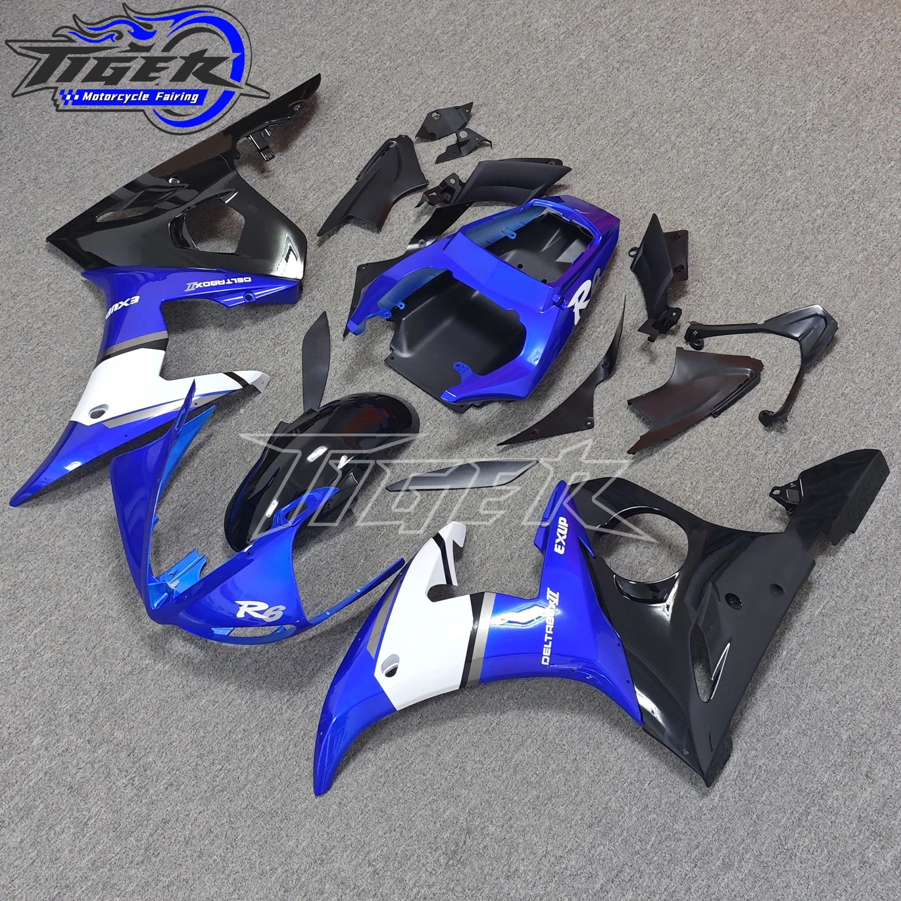 

Motorcycle Fairings Kit for YAMAHA YZFR6 2003 2004 2005 YZF-R6 03-05 Blue White Fairing Bodywork Set