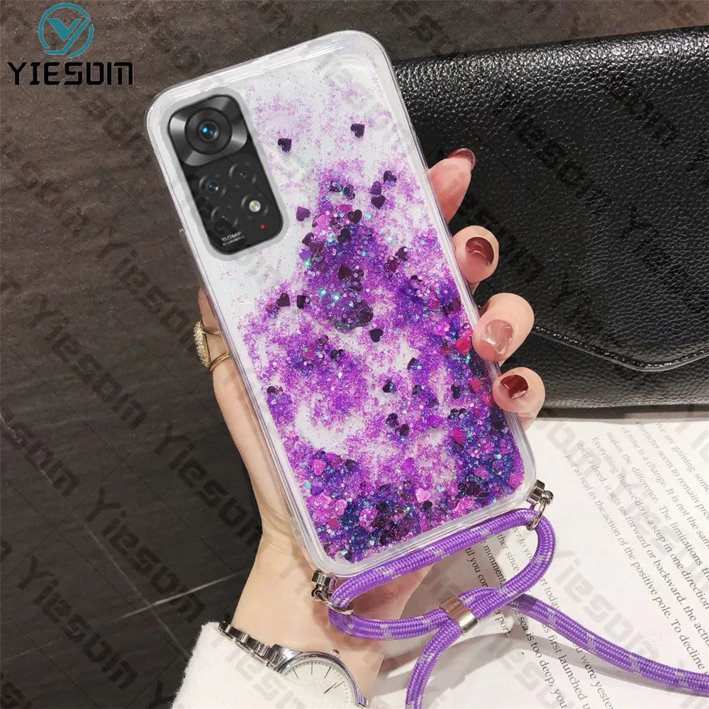 Bling Glitter Lanyard Case For Xiaomi Redmi Note 12 11 11S 10 10S 9S 9 8 7 Pro Redmi 12C 10C 10A 10 9 9T 9C 9A