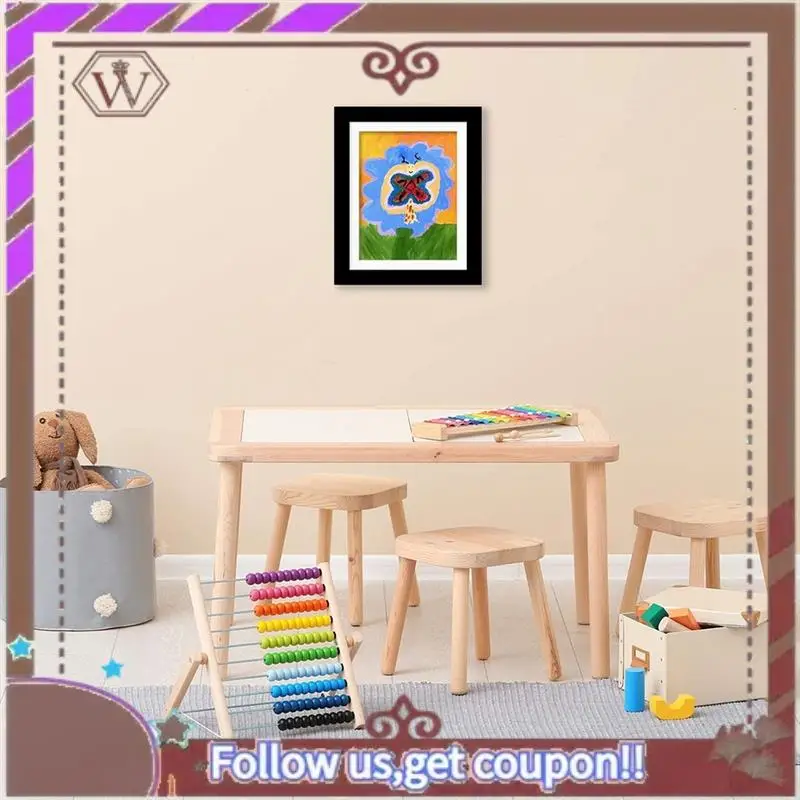 أحدث إطار صورة قابل للطي للأطفال مفتوح من الأمام إطارات عرض فنية للأطفال مقاس 13.8 × 10.4 بوصة، لصناعة الرسم للأطفال (أسود، قطعتان)