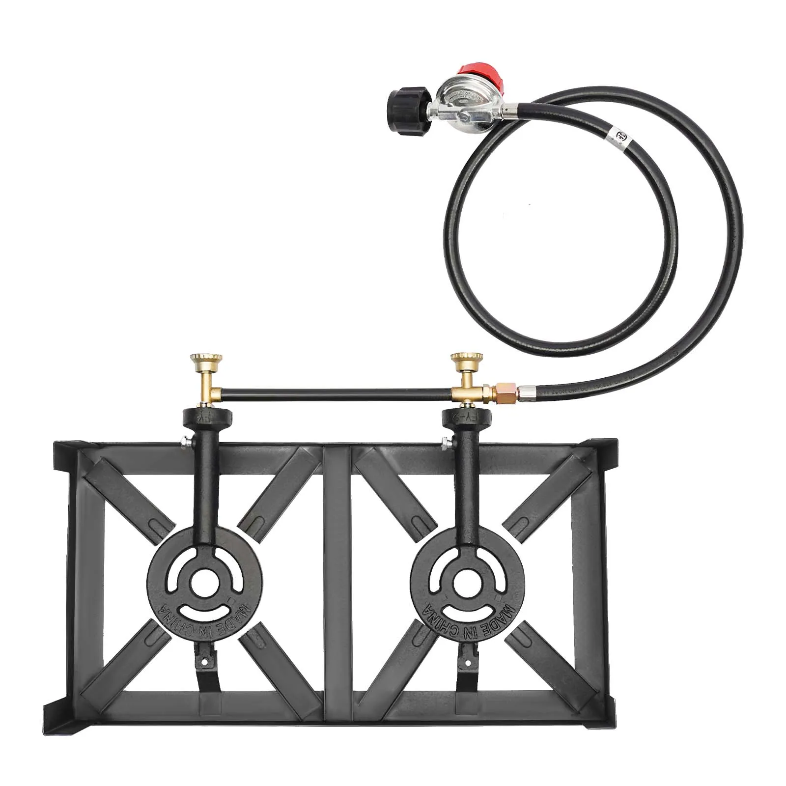 Portable Camping 2 Burner Stove for Outdoor BBQ Cooker Cast Iron Commercial Portable Camping Stove With Regulator Hose GasCooker