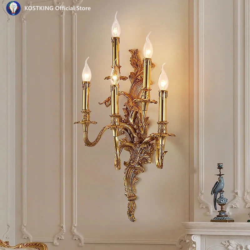 

Новая французская медная настенная люстра-светильник с 5 плафонами, светодиодная, для спальни и ванной комнаты