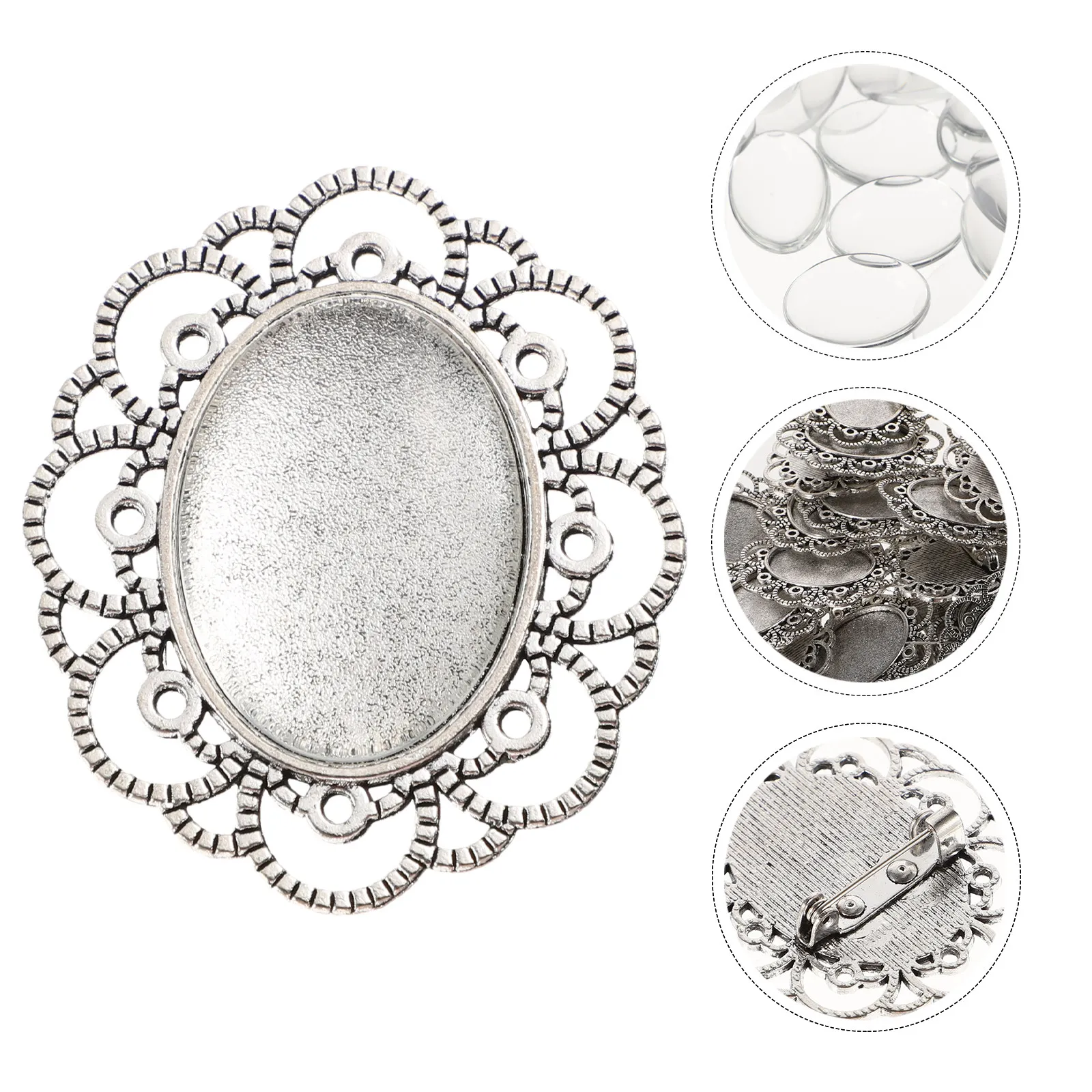 Plastic Dome Clear - 30Pcs Brooch Blanks Kit Alloy Brooch