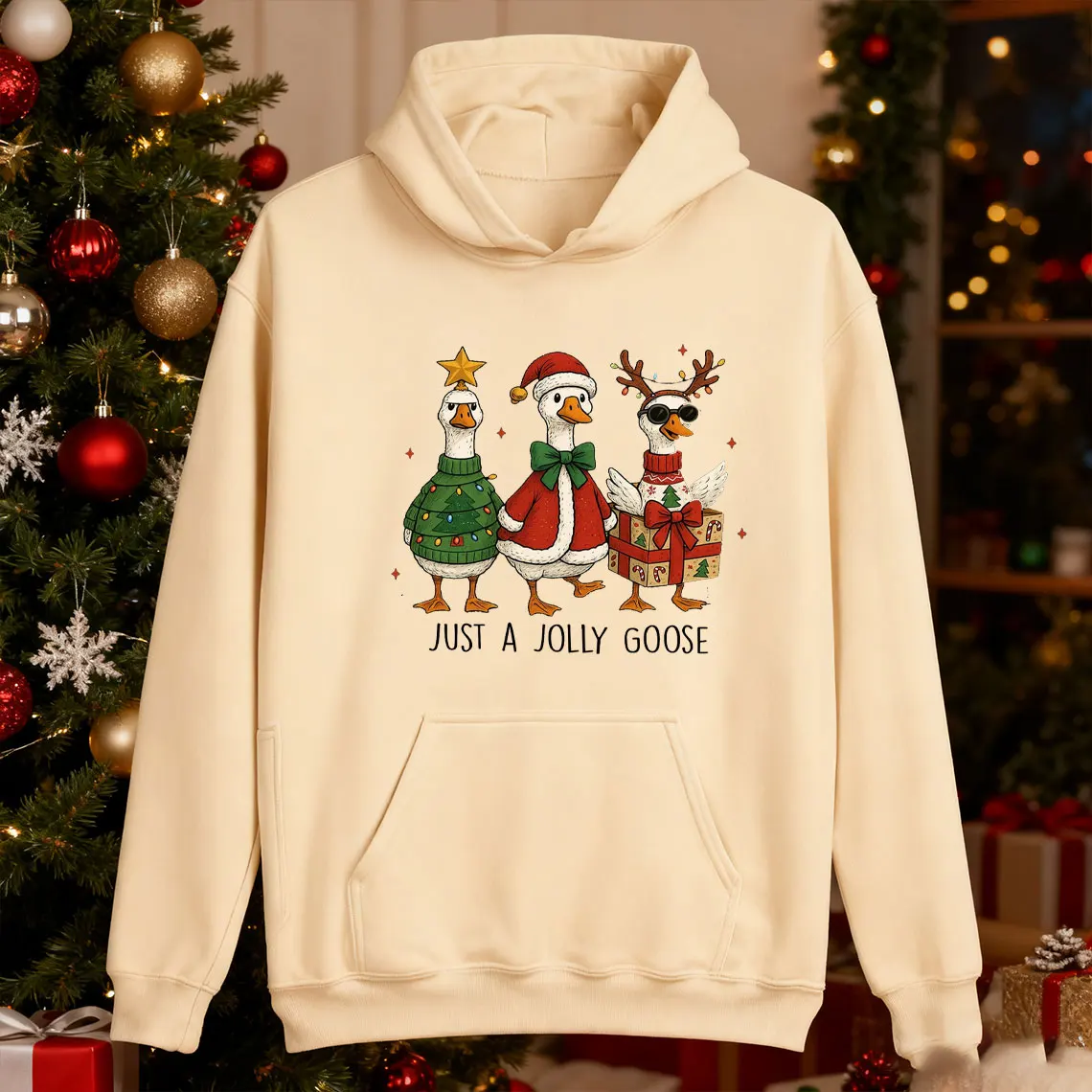 ジョリーグース ファニーファーム ホリデー クリスマス スウェットシャツ 素敵な漫画 レジャー 通勤 秋と冬 長袖プルオーバー