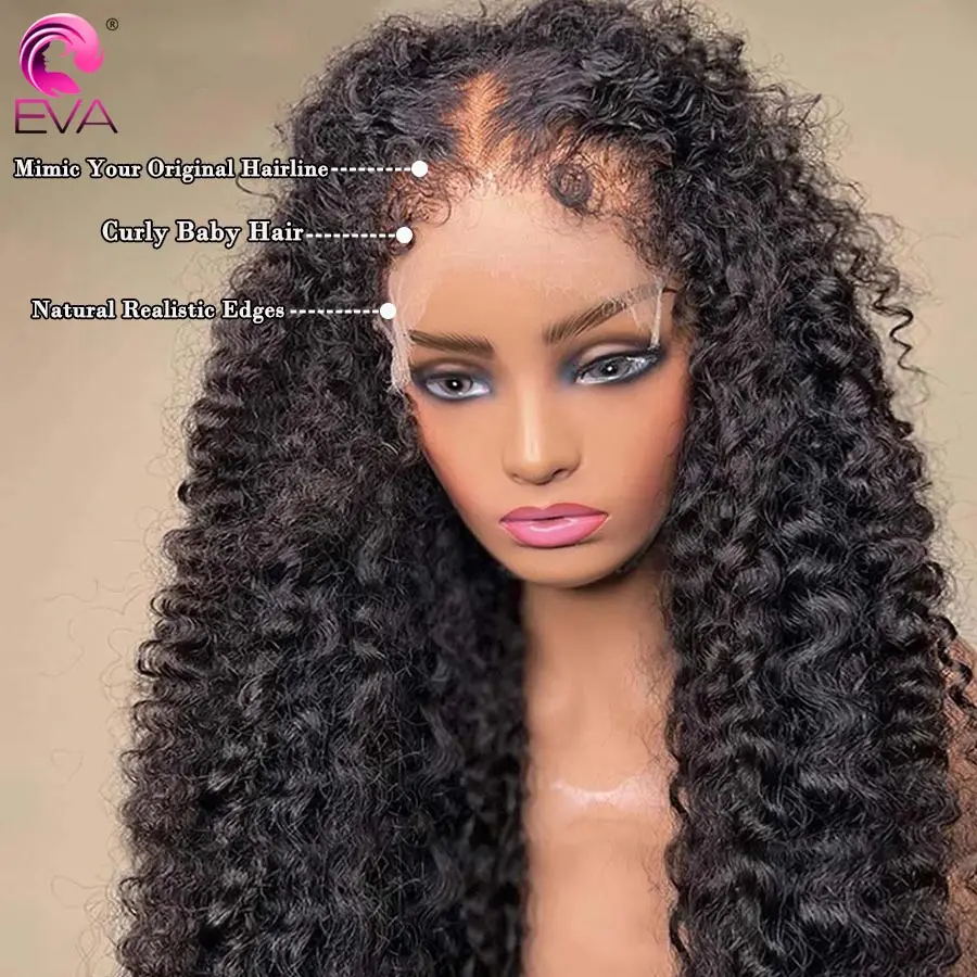 Eva Kinky Edges Natural Hairline Wig Curly Baby Hair Wig Lace Front Human Hair Wigs For Women 13x6 Hd Transparent Lace Front Wig image 3