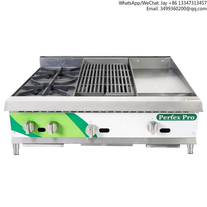 

Table Top Gas Cooker With Oven And Grill Stoves Griddle 3 In 1 Combination Burner Cooker Range For Commercial Kitchen Equipment