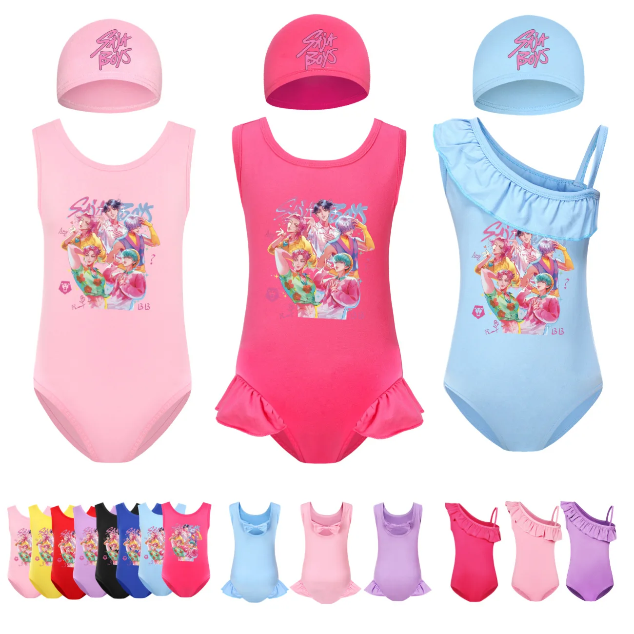 

Swimsuit for Children Summer Vacation Outfits Kids KPop Demon Hunters Sling Ruffles Bikini Set Girls Carooon Print Swimwear