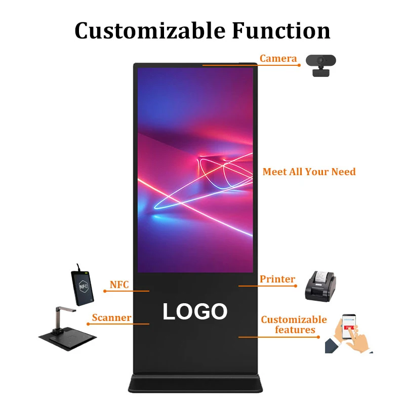 43 50 55 65 pollici LCD segnaletica digitale da pavimento display pubblicitario touch screen LCD lettore di avvisi del chiosco digitale