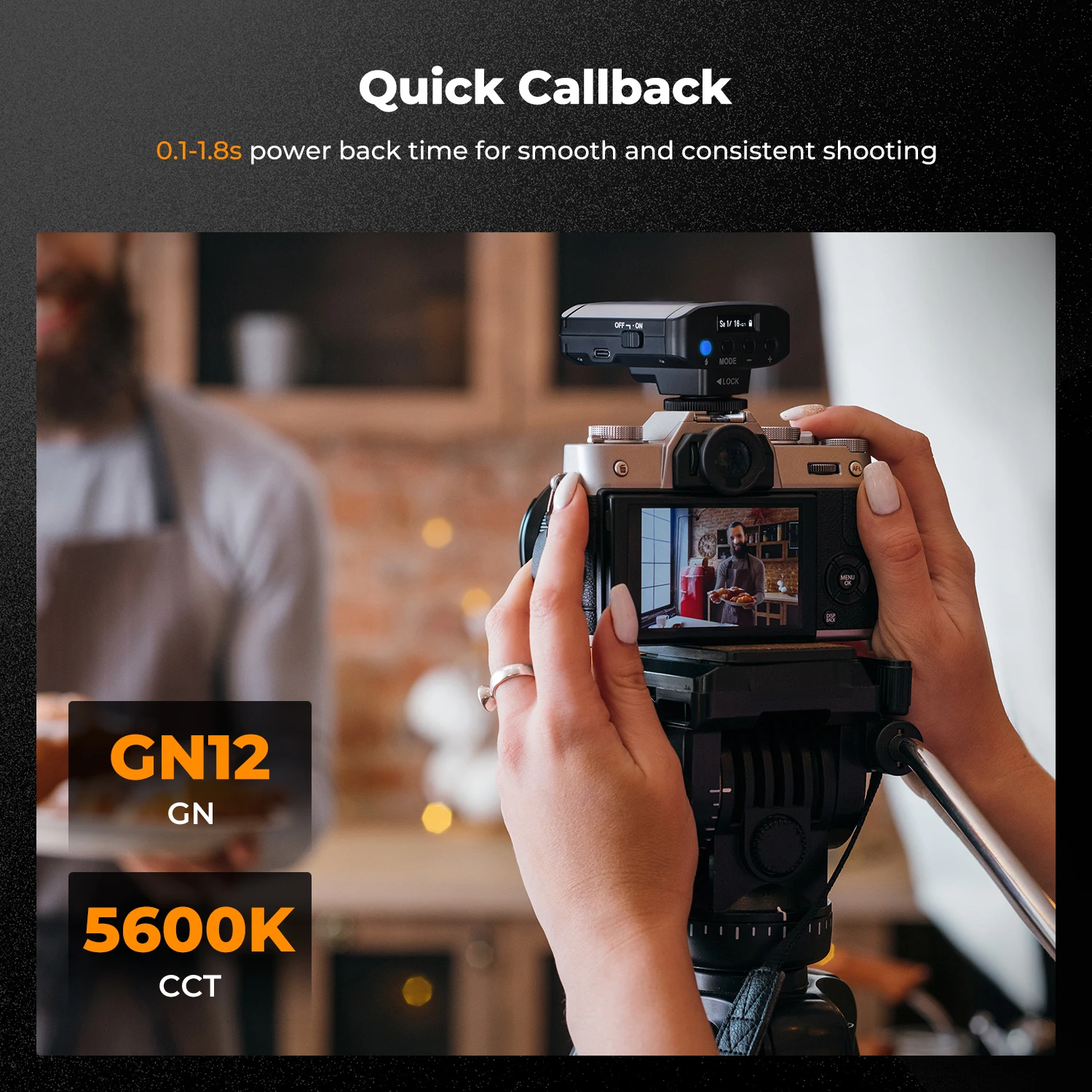 K & F مفهوم كاميرا صغيرة العلوي ضوء فلاش GN12 5600K 2000mAh فلاش لكانون فوجي f1-230 سوني zv1 نيكون أوليمبوس معظم كاميرات SLR