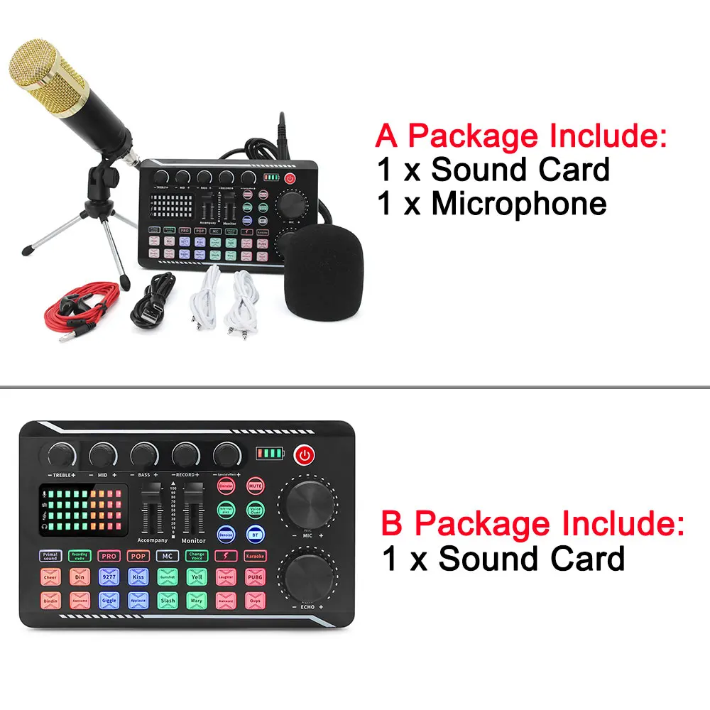 HD F998 Live Sound Card Audio Mixer Can Used With A Microphone for Studio DJ Console Mixing Karaoke Play Record USB Sound Card