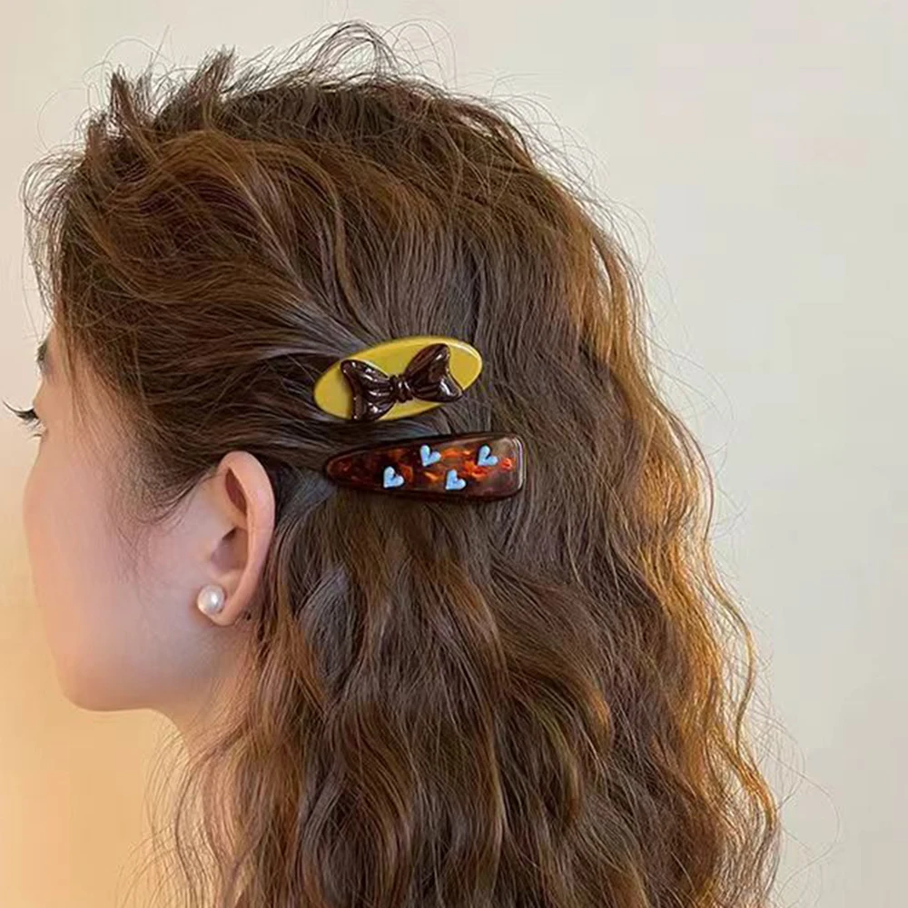 مشبك شعر رائع على شكل فيونكة على شكل قلب، مشبك جانبي فريد من نوعه، مشبك شعر بيضاوي، هدية إكسسوارات شعر للطلاب