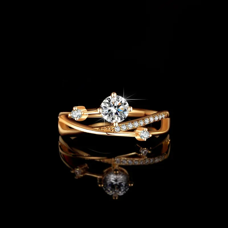 

18-каратное золото с четырьмя когтями и бриллиантами Муассанит PT950 Платина 0,5 карата Женское обручальное кольцо с крестом из ротанга Мужчина