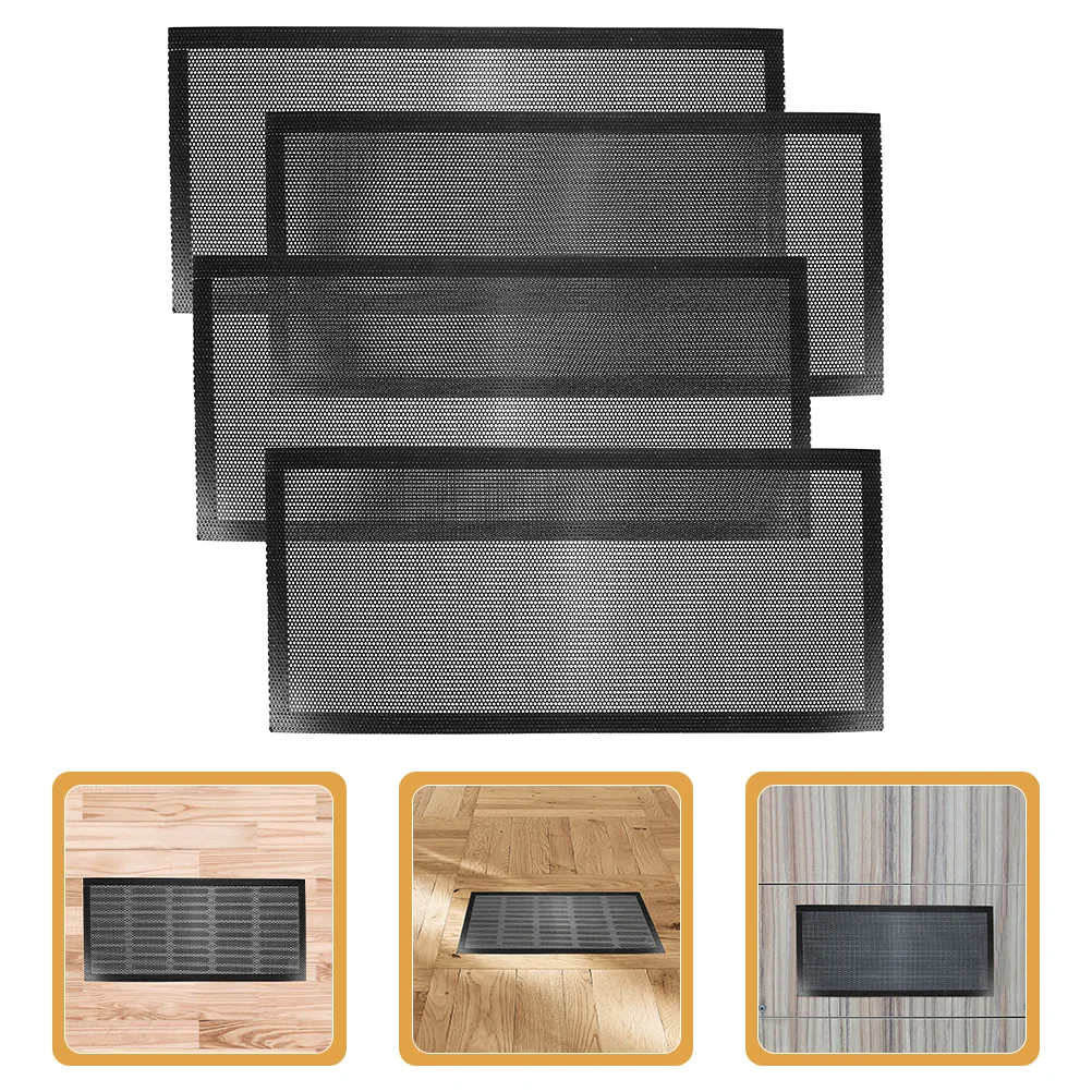 4pcs Magnetic Vent Covers for Home Floor Filters PVC Strainer Black 6x11inch Practical Dustproof Vents