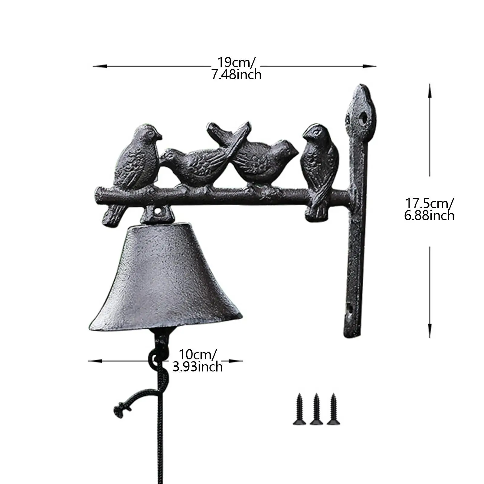 Уличный колокольчик для ужина, украшение в виде птиц, чугунный дверной звонок для дома на улице