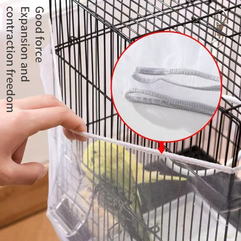 Receptor Seed Guard Nylon Mesh Bird Parrot Cover Soft Easy Cleaning Nylon Airy Fabric Mesh Bird Cage Cover Seed Catcher Guard