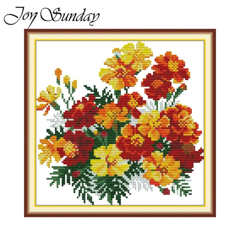 

Joy Sunday Cross Stitch Kits Little Yellow Flower HD Printed Counted Fabric Aida 16/14/11CT DIY Embroidery Set New