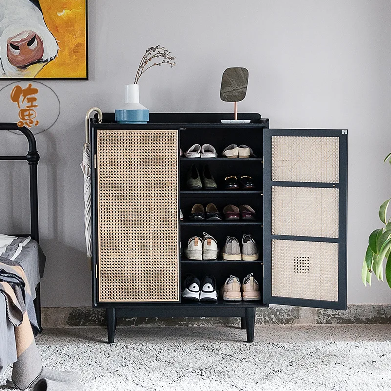 ตู้เก็บรองเท้าไม้จริงสไตล์นอร์ดิกโมเดิร์นมินิมอลสำหรับอพาร์ตเมนต์ขนาดเล็ก โรงแรม B&B ห้องนั่งเล่น ตู้เก็บของ