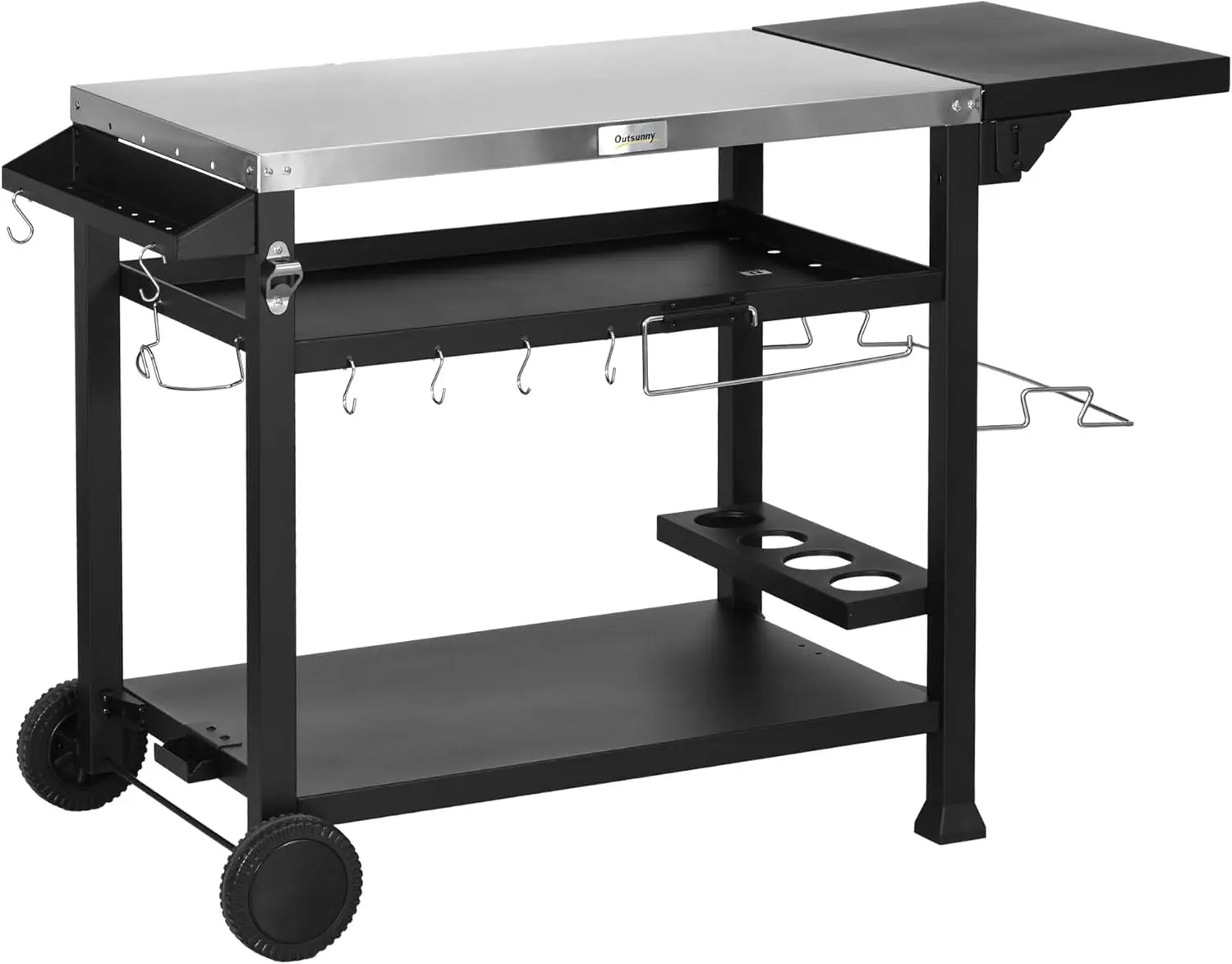 Outdoor Grill Cart with Foldable Side Table, 46