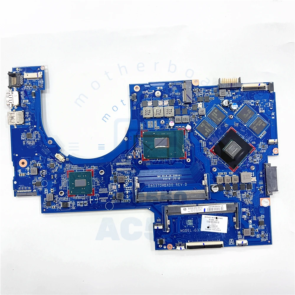 laptop motherboard 915468-601 DAG37DMBAD0 FOR HP 17-AN with i5-7300HQ GTX1050 2GB Fully Tested and Works Perfectly