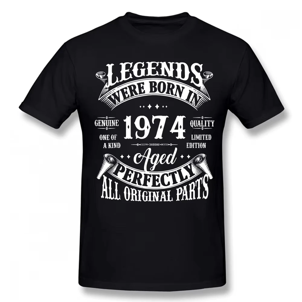 

50th Birthday Vintage Legends Born in 1974 50 Years Old T Shirt Streetwear Short Sleeve Gift Oversize Style Tee Men Clothing top