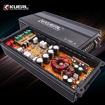 Kuerl profesional al por mayor 100W * 4 sistema amplificador de audio de alta potencia 12V clase AB amplificador de potencia de coche de 4 canales