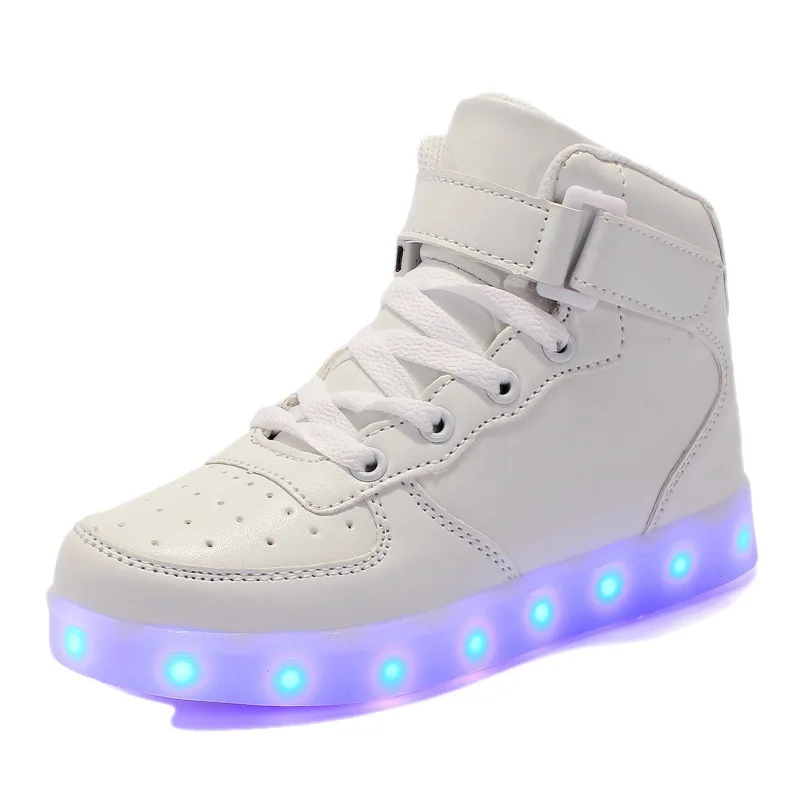 Zapatos con luz LED para niños, calzado con Velcro, carga USB, para niños pequeños y grandes