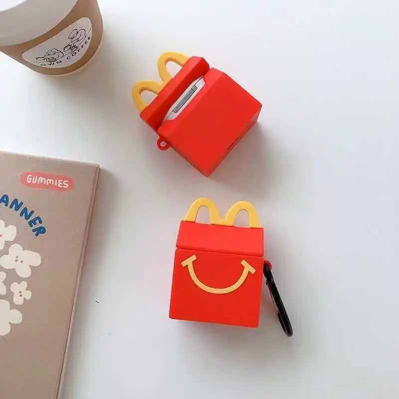 حافظة سماعة رأس من السيليكون بتصميم حقيبة ماكدونالدز، عالمية لأجهزة Apple AirPods الجيل الأول/2nd/3rd/4th، AirPods Pro وAirPod