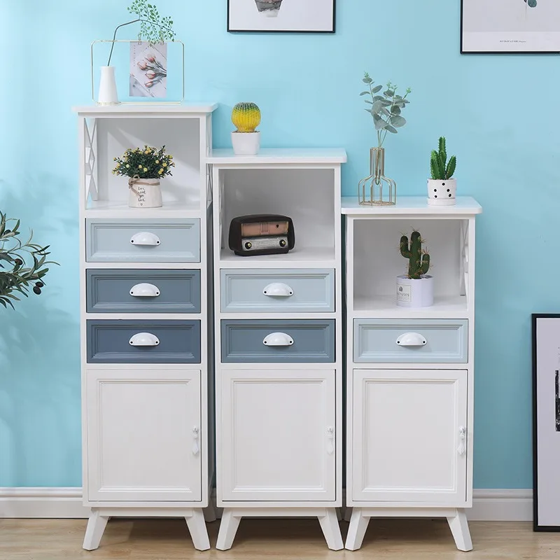 Solid wood narrow cabinet, living room crevice storage cabinet 30/37CM storage chest drawer simple retro small apartment edge