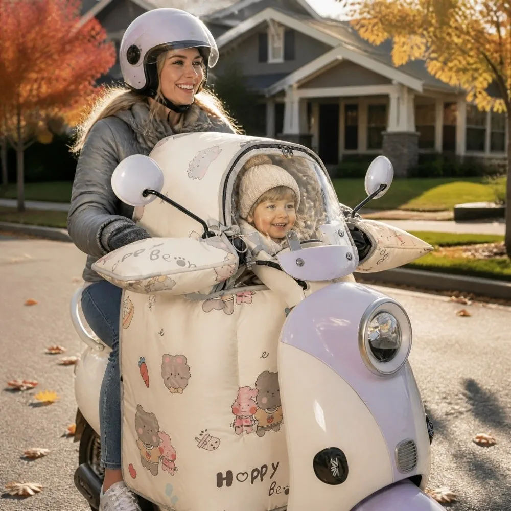 Cartoon Motorcycle Windscreen Cover Double-sided Waterproof Easy To Storage Split Motorcycle Windproof Blanket Split Style