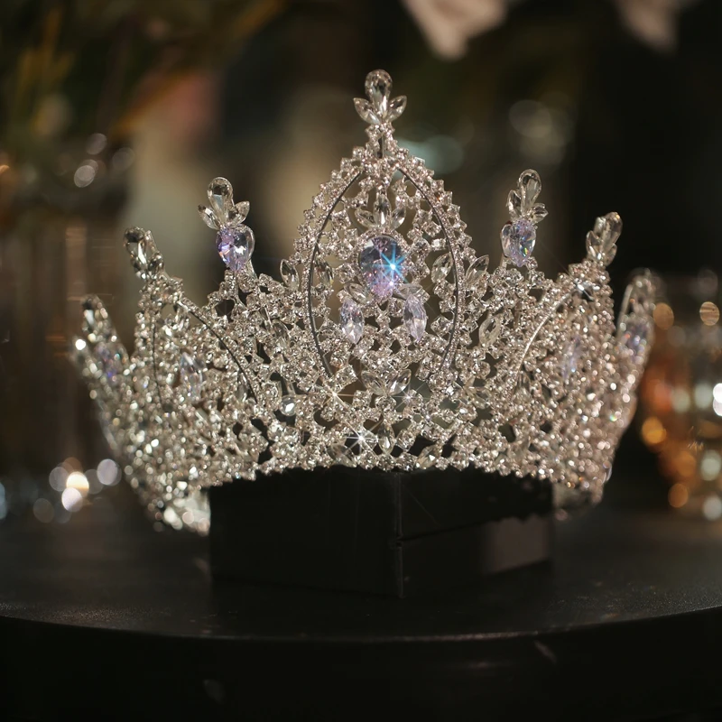 Himstory Hair  Jewelry Pageant  Accessories Classic Large Tiaras Cubic Princess Bride Zircon Wedding Crown For Women