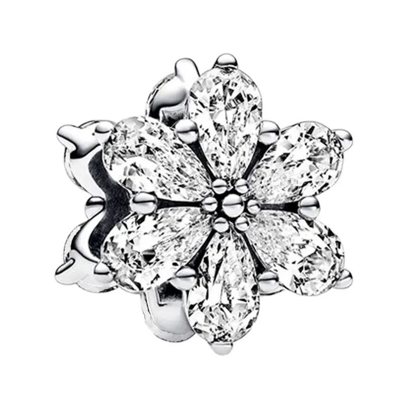 

Nature Flowers Leaves Herbarium Cluster Charms For Women Clear Zircons 925 Sterling Silver Jewelry Making DIY Original Bracelets