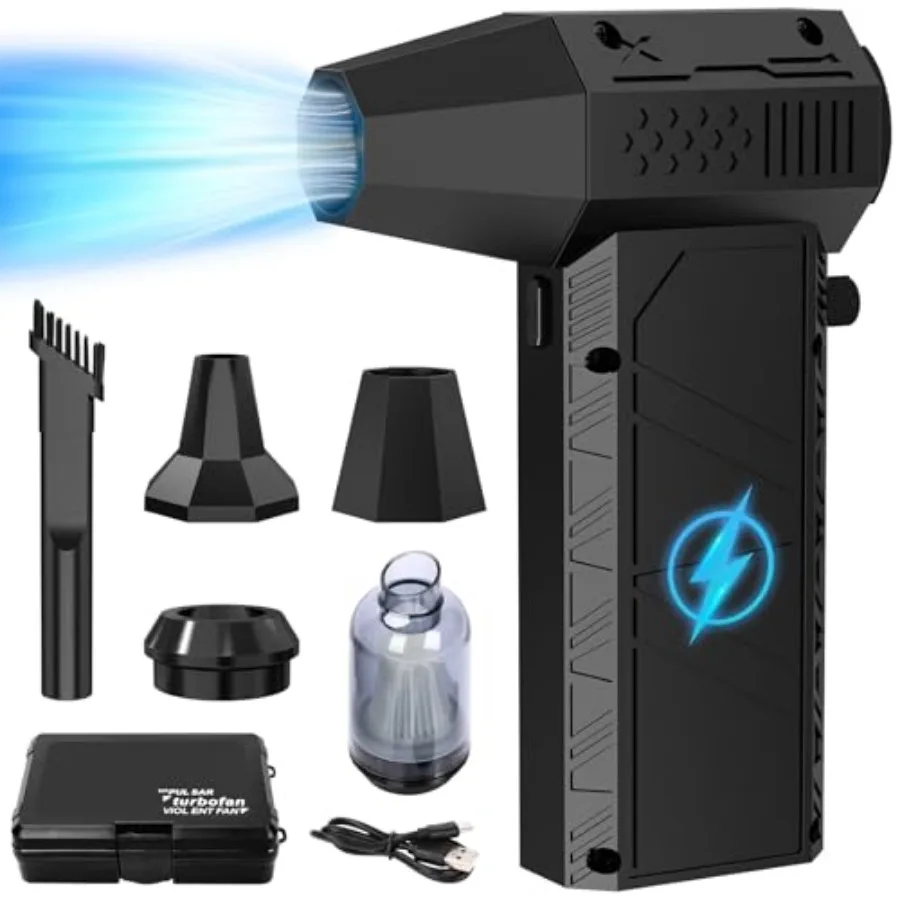 

Compressed Air Duster - 180000RPM Super Power Electric Air Duster, 3 Gear Adjustable Mini Blower Rechargeable Cordless Air Blow
